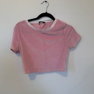 UO pink velvet cropped tee